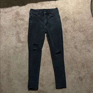 American Eagle Outfitters Black Distressed Skinny Jeans